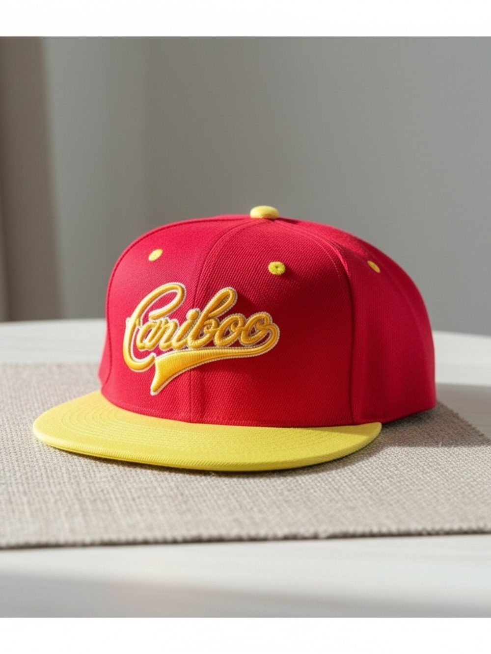 Cariboo Beer Red Yellow Snapback Flat Bill Hat Adjustable Cap